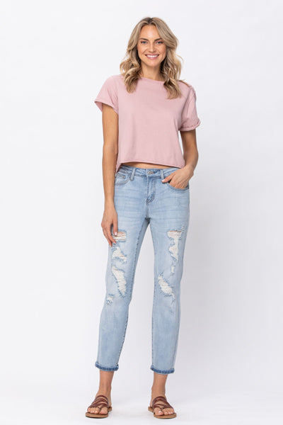 8878 Brittany Mid-Rise Destroyed Boyfriend Judy Blue Jeans