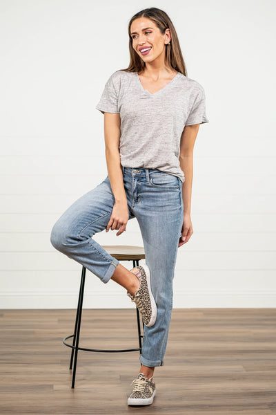 82335   Calais Light Wash Non-Distressed Boyfriend Judy Blue Jeans