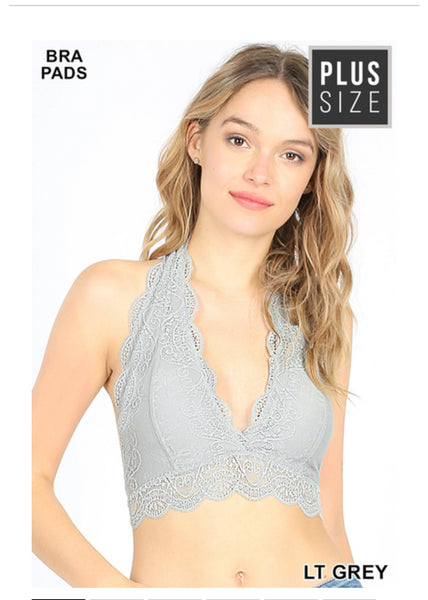 6328 Tenille Scalloped Lace Halter Bralette