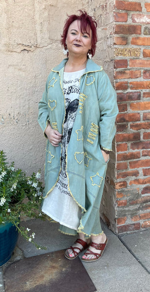 LOVE Vintage Wash Long Jacket w/ Fringe Edges from Paper Lace