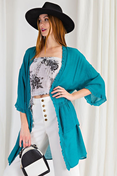 3297   Jerzee 3/4 Sleeve Kimono
