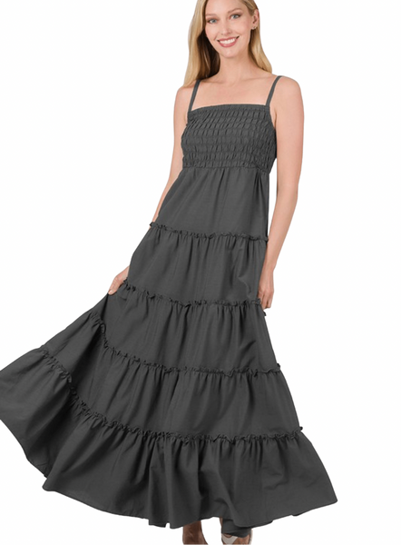 Janae Woven Smocked Tiered Cami Maxi Dress