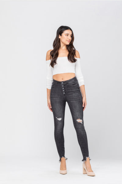 88129   Lani Destroyed Button-fly Judy Blue Jeans