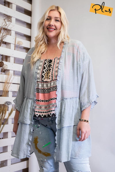 3297   Jerzee 3/4 Sleeve Kimono