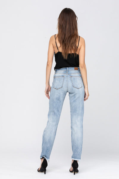 82155 Gloria Vaqueros azules con dobladillo destruido Beach Splash Boyfriend Judy