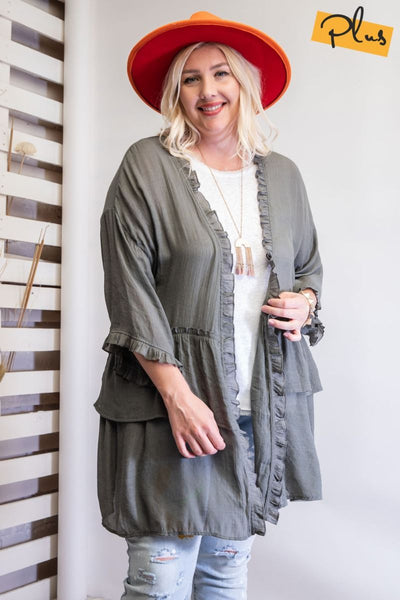 3297   Jerzee 3/4 Sleeve Kimono