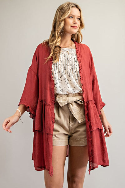 3297   Jerzee 3/4 Sleeve Kimono