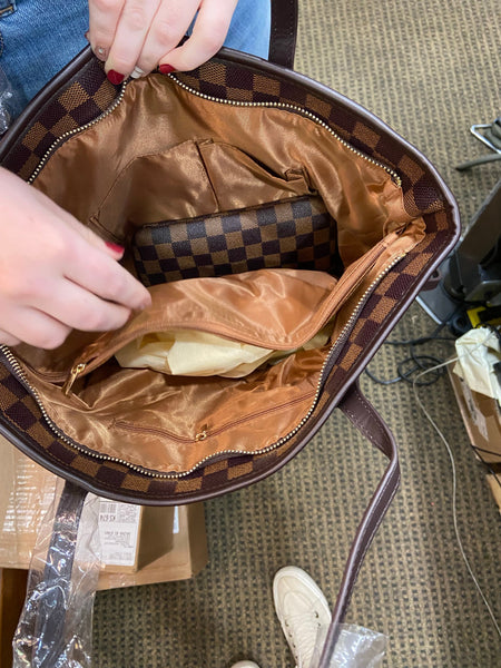 0078577 Bolso London Check Marfil o Marrón