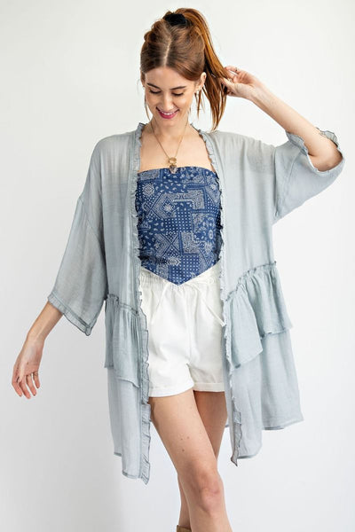 3297   Jerzee 3/4 Sleeve Kimono