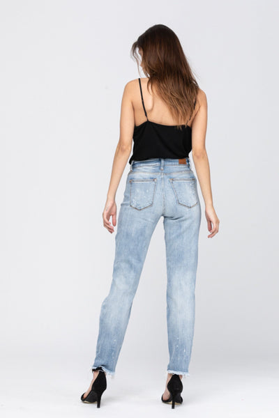 82155 Gloria Vaqueros azules con dobladillo destruido Beach Splash Boyfriend Judy