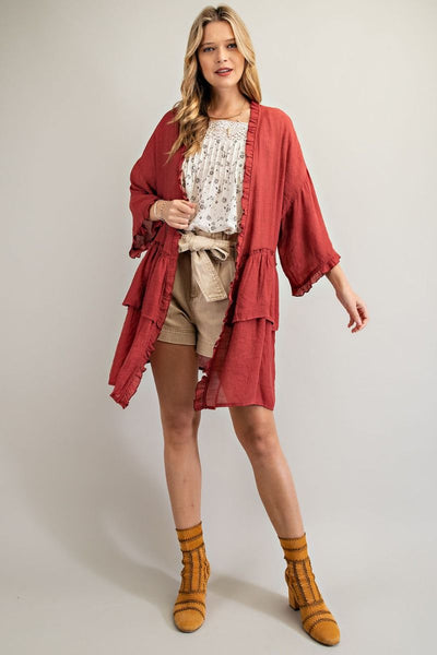 3297   Jerzee 3/4 Sleeve Kimono
