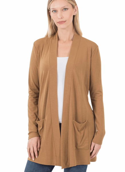 1443 Cárdigan holgado con bolsillo en marrón camel Denali