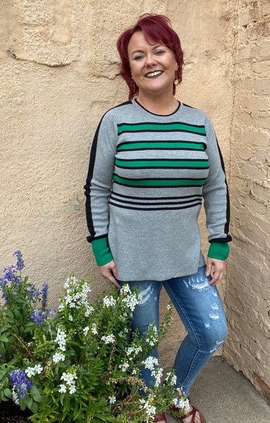 Bylyse Striped Crew Neck Sweater