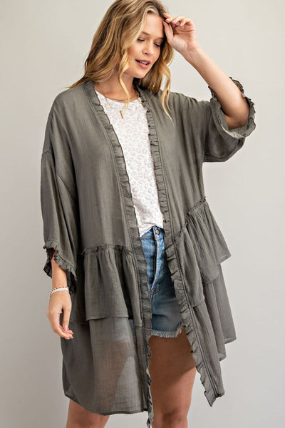 3297   Jerzee 3/4 Sleeve Kimono