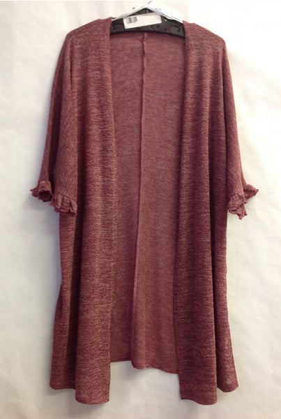 21308-8213 Kari Wine Colored 3/4 Sleeve Lightweight Cardigan/Kimono