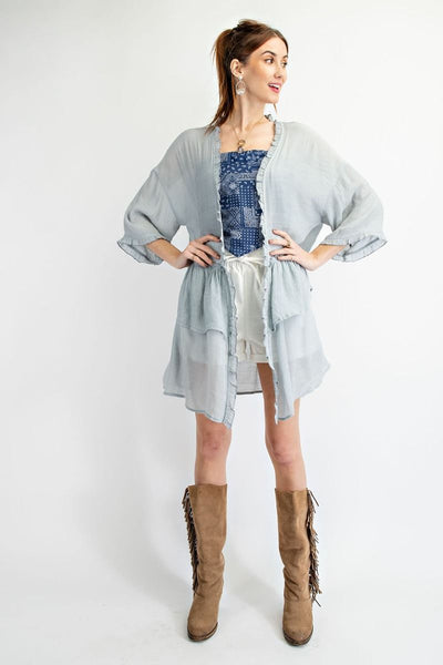 3297   Jerzee 3/4 Sleeve Kimono