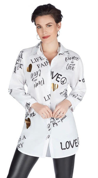 Arnetta Button Down Gold Foil Blouse from Tricotto