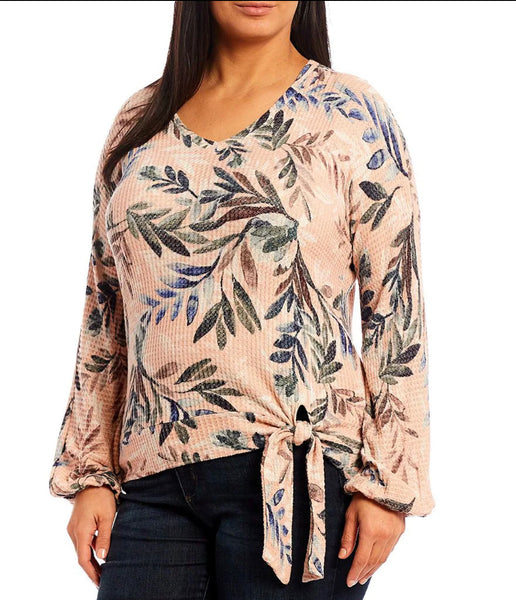 WNH37658E Top Elsie PLUS con dobladillo con banda y cuello en V de hojas de Democracy