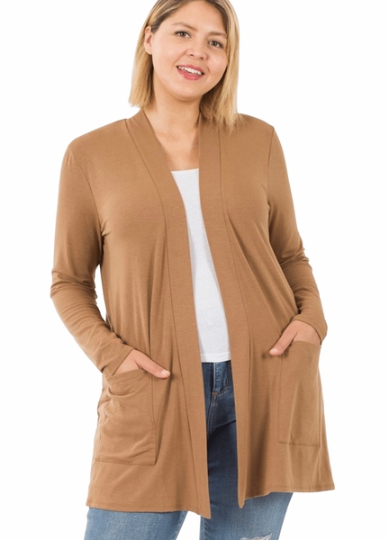 1443 Cárdigan holgado con bolsillo en marrón camel Denali