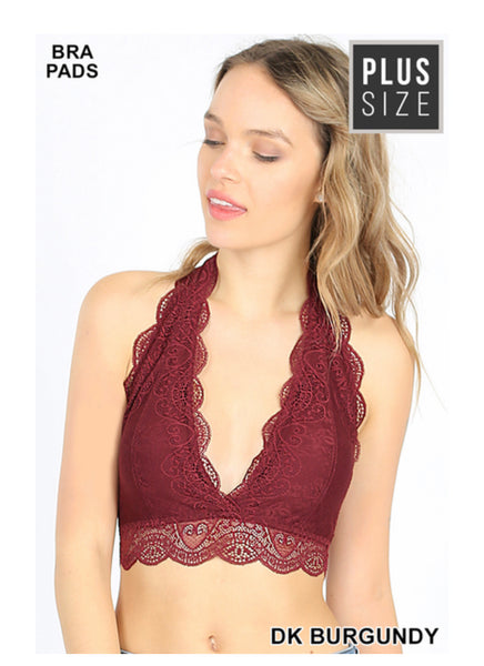 6328 Tenille Scalloped Lace Halter Bralette