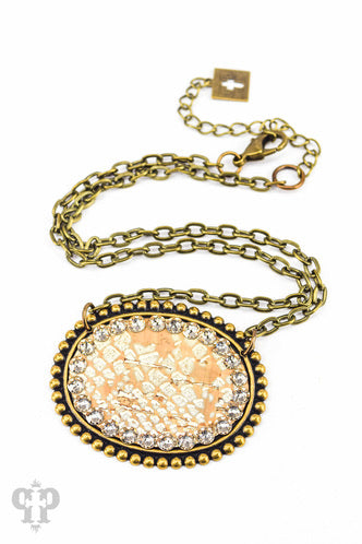 1N237BLSGP Bronze Medium Oval w/ Python Necklace