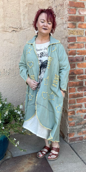 LOVE Vintage Wash Long Jacket w/ Fringe Edges from Paper Lace