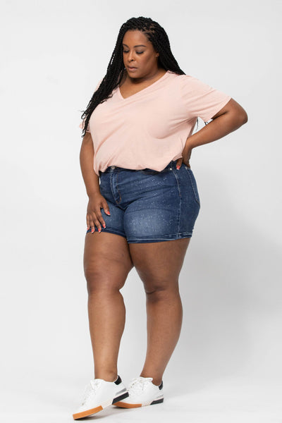 150081 Pantalones cortos de mezclilla azul Marley Galaxy Splash Judy - ¡Reg & Plus!