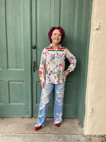 Lizzie Floral Western Blouse