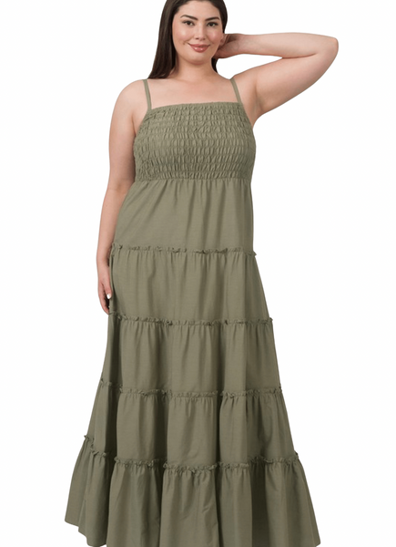 Janae Woven Smocked Tiered Cami Maxi Dress