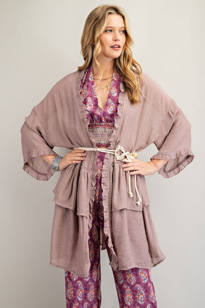 3297   Jerzee 3/4 Sleeve Kimono