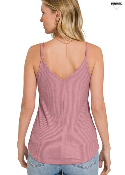 Mia Ribbed Knit Snap Cami Top