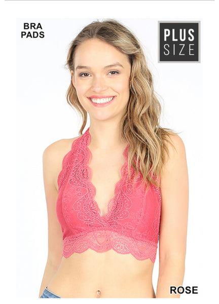 6328 Tenille Scalloped Lace Halter Bralette