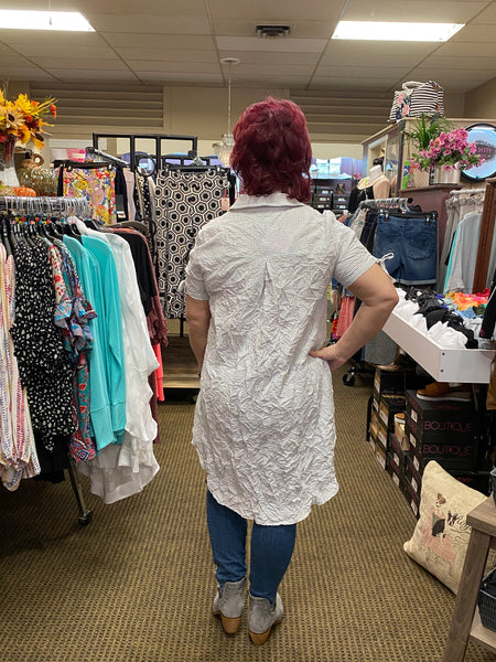 62106 Liza Seersucker Plaid Tunic/Dress/Jacket by Ever Sassy