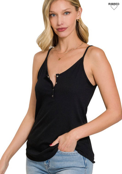 Mia Ribbed Knit Snap Cami Top