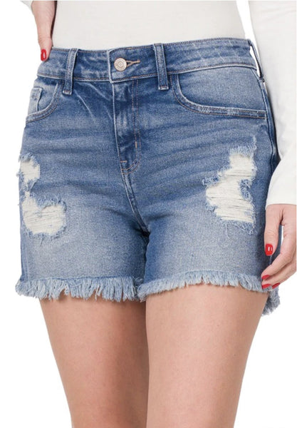 Angie Hi-Rise Distressed Jean Shorts