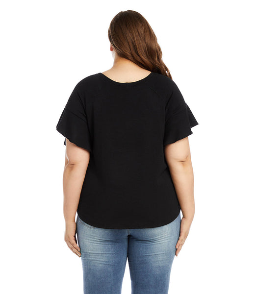 1L24177W Karen Kane Desert Breeze Ruffle Sleeve Top