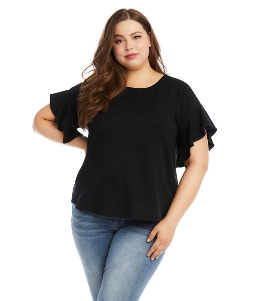 1L24177W Karen Kane Desert Breeze Ruffle Sleeve Top