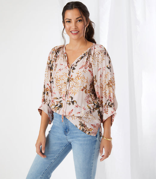 2L19599W Blusa con mangas tipo blusón Lannah - ¡Solo tallas grandes!