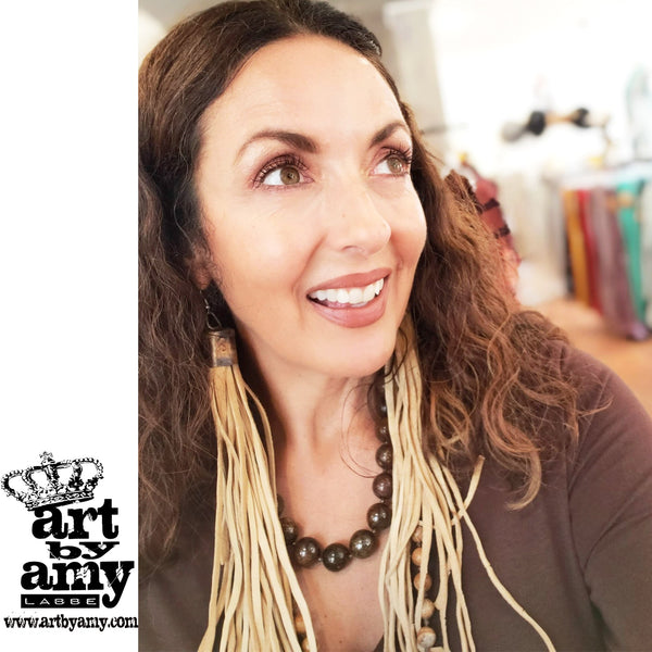 0639 Cynthia Leather Tassel Earrings by Amy Labbe