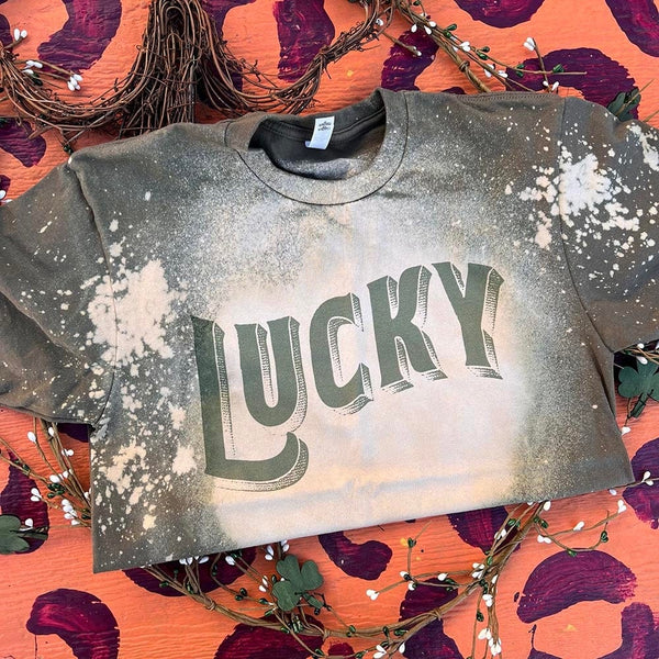 18909 Amee Lucky Bleached Graphic T-Shirt
