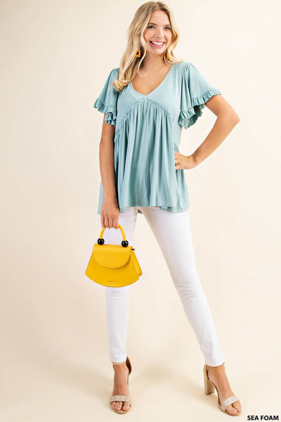 7275 Top con volantes y mangas acampanadas Gracie - ¡Reg & Plus!