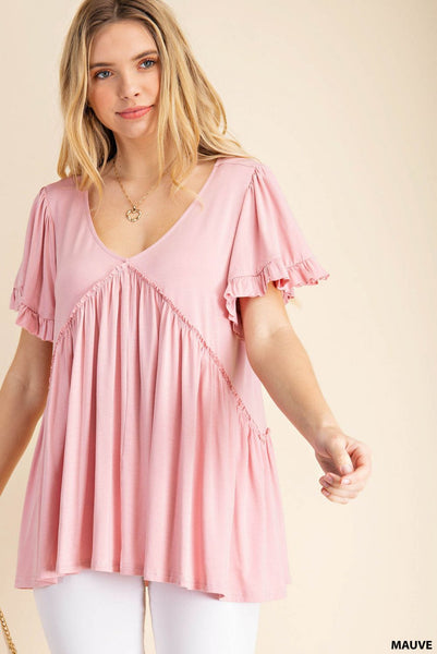 7275 Top con volantes y mangas acampanadas Gracie - ¡Reg & Plus!