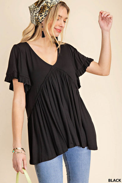 7275 Top con volantes y mangas acampanadas Gracie - ¡Reg & Plus!