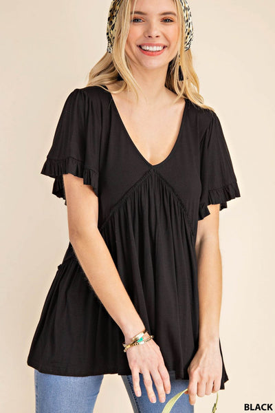 7275 Top con volantes y mangas acampanadas Gracie - ¡Reg & Plus!