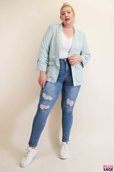 5524 Blazer forrado con mangas fruncidas Traci - ¡Reg & Plus!