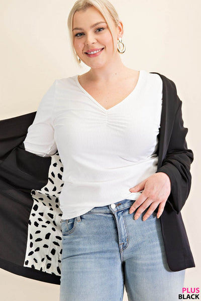 5524 Blazer forrado con mangas fruncidas Traci - ¡Reg & Plus!