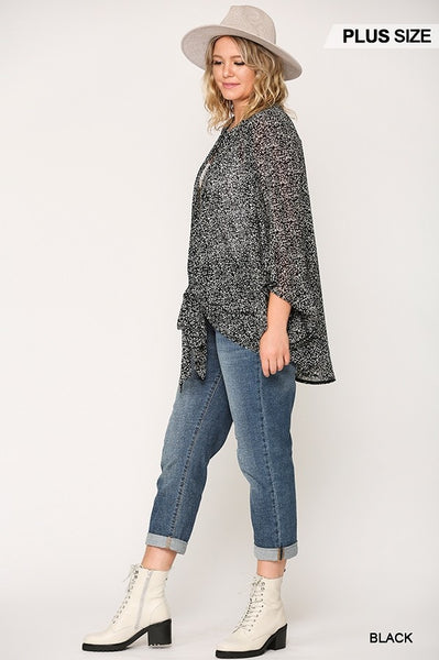 1950 Moore Chiffon Wide Sleeve Kimono w/ Front Tie