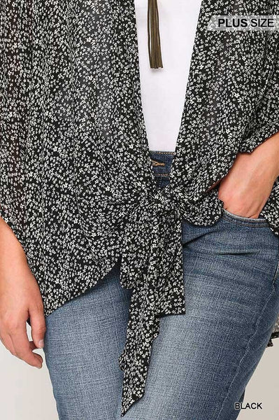 1950 Moore Chiffon Wide Sleeve Kimono w/ Front Tie