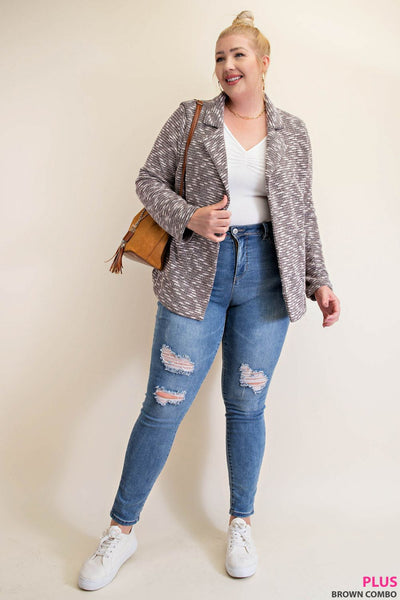 6188 Lezlie Blazer de punto texturizado de dos tonos