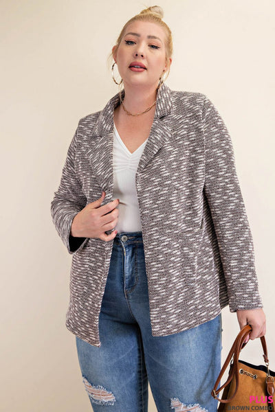 6188 Lezlie Blazer de punto texturizado de dos tonos